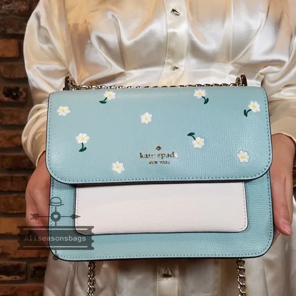 Kate Spade Remi Embroidered Lea Aphrodite Green Spring Flap Chain Crossbody NWT - Picture 12 of 13